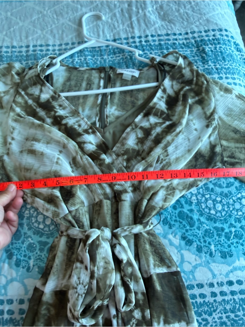 Calvin Klein Olive and White Tie-Dye Maxi Dress - Picture 8 of 9